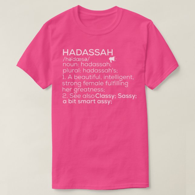 Camiseta Hadassah Name Hadassah Definição Hadassah Female (Frente do Design)