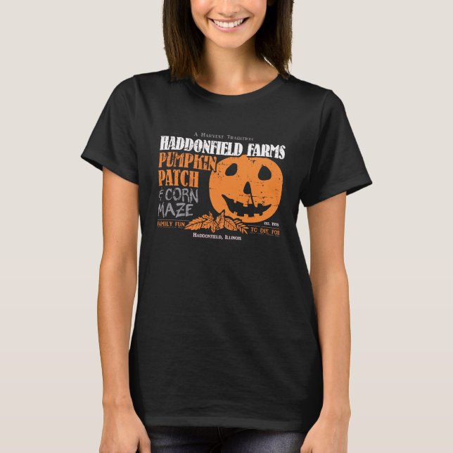 Camiseta Haddonfield Farms Pumpkin Patch Forever October (Frente)