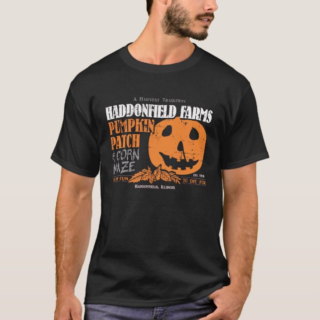 Camiseta Haddonfield Farms Pumpkin Patch Forever October (Frente)