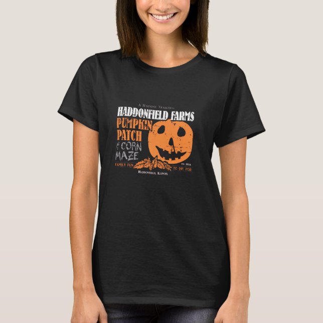Camiseta Haddonfield Farms Pumpkin Patch Para Sempre Outubr (Frente)