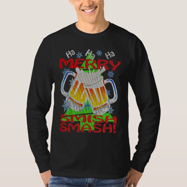 Camiseta HaHaHa MERRY SMISHSMASH   Holiday Beer Drinking (Frente)