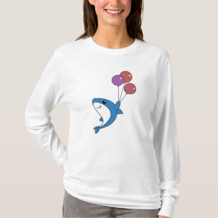 Camiseta Hai Peixe Voa Com Balões Animais Doce Tubarão