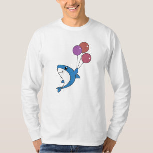 Camiseta Hai Peixe Voa Com Balões Animais Doce Tubarão