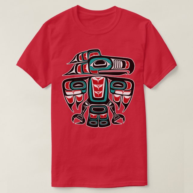 Camiseta Haida Tlingit Nativo Raven Totem (Frente do Design)