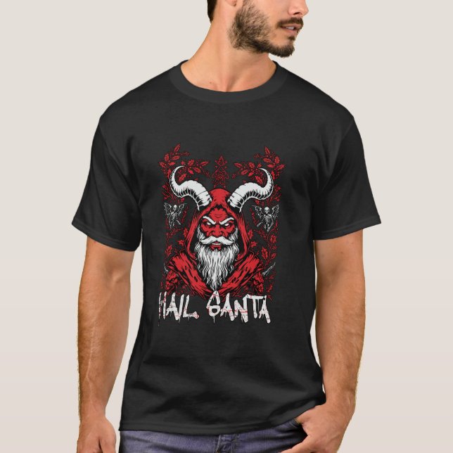 Camiseta Hail Santa Pagan Happy Solstice Gothic Christmas S (Frente)