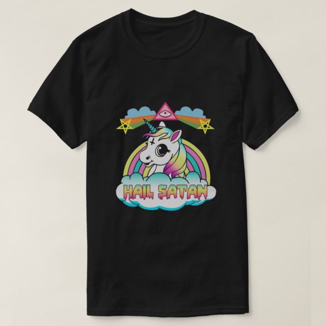 Camiseta Hail Satã Unicorn (Frente do Design)