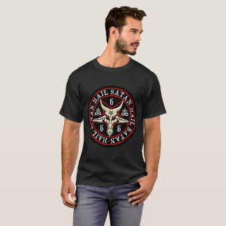 Camiseta Hail Satanás 666 Cult Shirt - Pentagram Baphomet -