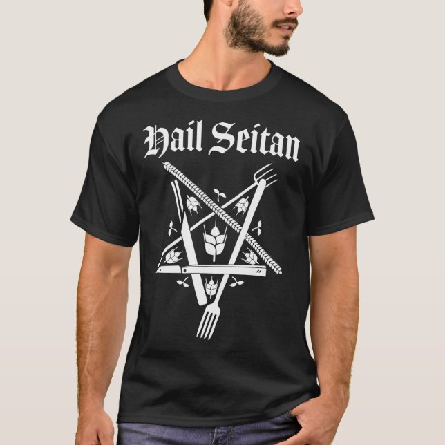 Camiseta Hail Seitan (White) Classic T-Shirt (Frente)