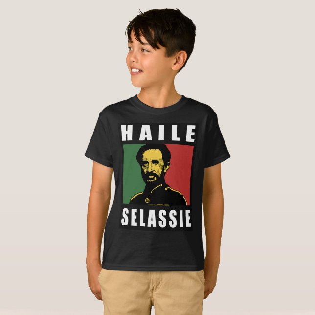Camiseta Haile Selassie Emperor Shirt - reggae Kids - (Frente Completa)