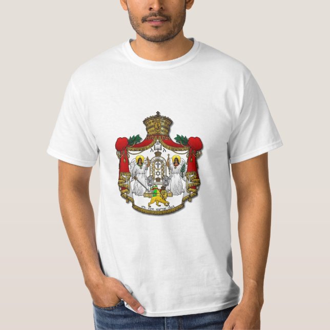 Camiseta Haile Selassie eu Crest - o t-shirt branco (Frente)