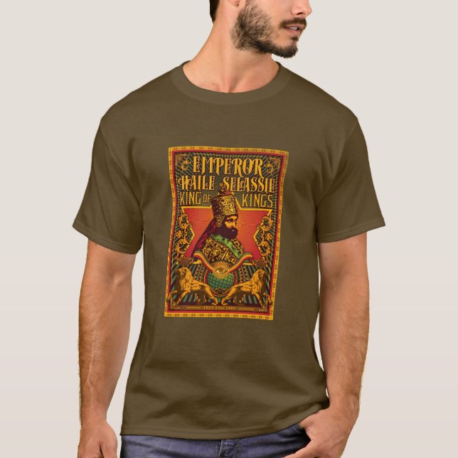 Camiseta Haile Selassie I HIM Jah Rastafari Rasta Jah Bless (Frente)