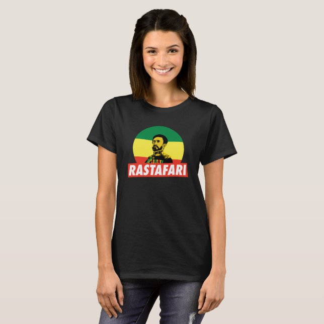 Camiseta Haile Selassie Jah Rastafari Emperor Rasta Shirt (Frente Completa)