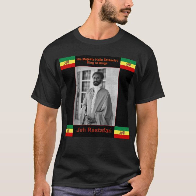 Camiseta Haile Selassie o leão de Judah, Jah Rastafari (Frente)
