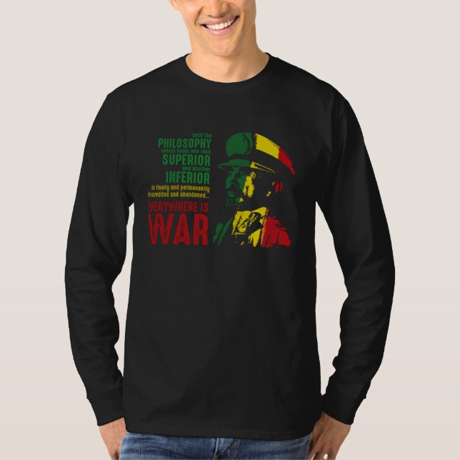 Camiseta Haile Selassie Speech War Judah Lion  Jah Bless Ra (Frente)
