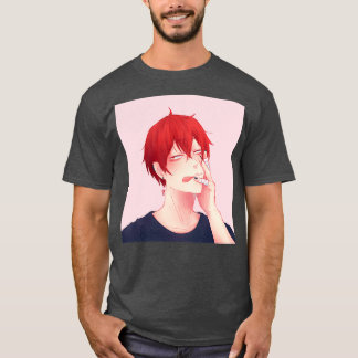 Camiseta Hair Down Tendou Satori Blue Shirt Pink bg
