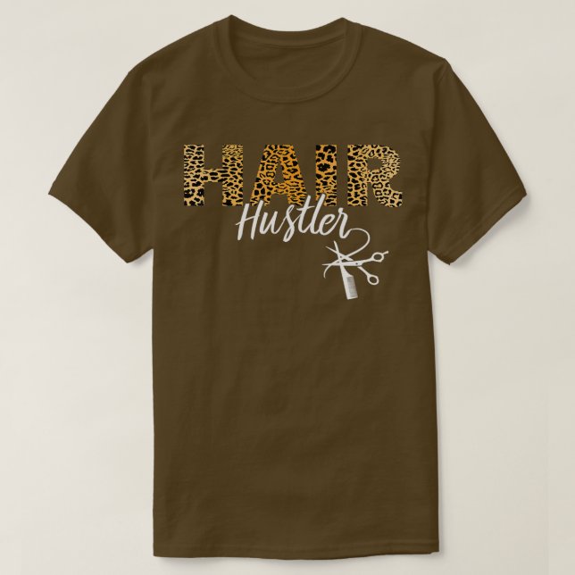 Camiseta Hair Hustler Leopard Hairstylist Barbe (Frente do Design)