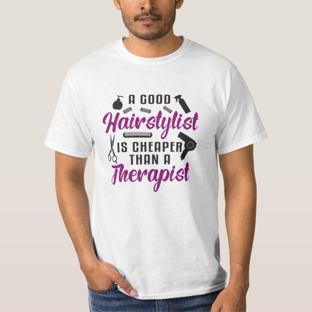 Camiseta Hair Stylist Barber Scissors Therapy Idea (Frente)