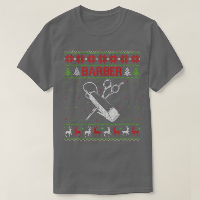 Camiseta Hair Trimmer Ugly Christmas Sweater Ba (Frente do Design)