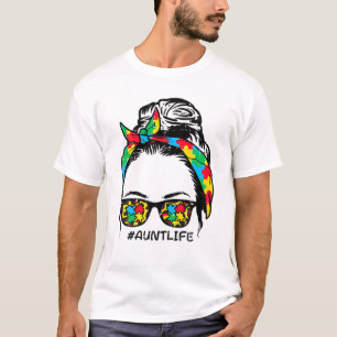 Camiseta Hairbun Puzzle Óculos de Sol Tia Vida Autismo Cons