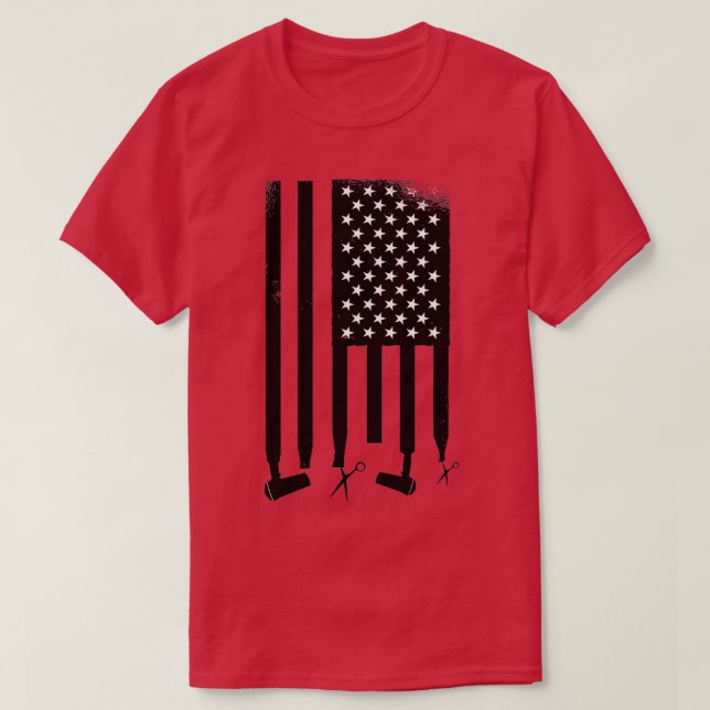 Camiseta Hairdresser American Flag Hair Scissyer Hairdryer (Frente do Design)