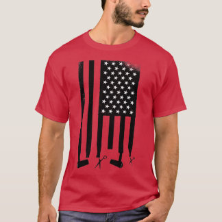 Camiseta Hairdresser American Flag Hair Scissyer Hairdryer