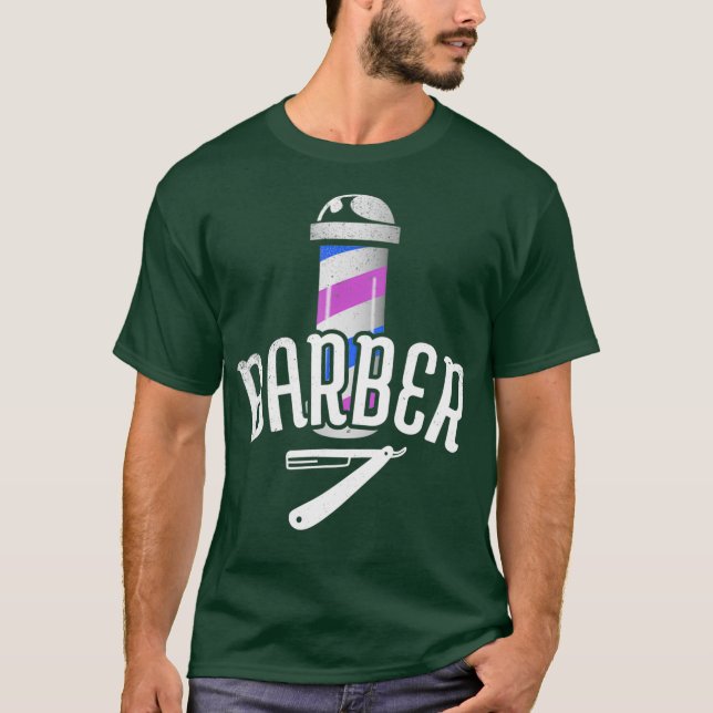 Camiseta Hairdresser Barber Pole Hair Stylist Razor (Frente)
