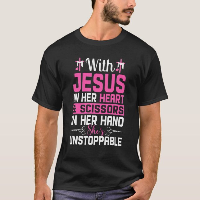 Camiseta Hairdresser Designs Meninas Mulheres Cristãs Hairs (Frente)