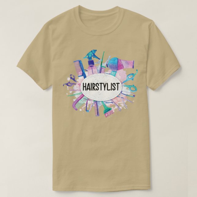 Camiseta Hairdresser Hair Cut Tools Mulheres Hairstylist (Frente do Design)