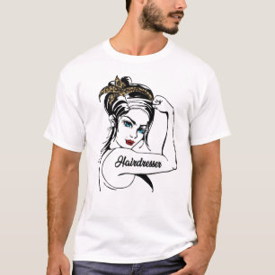 Camiseta Hairdresser Rosie The Riveter Leopard Cheetah