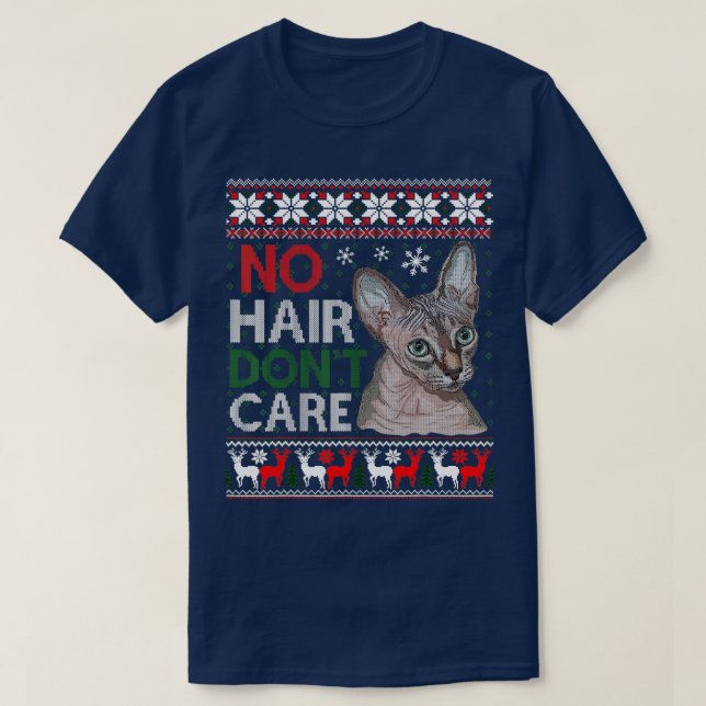 Camiseta Hairless Cat Ugly Christmas Sweater Sphynx Cat  (Frente do Design)
