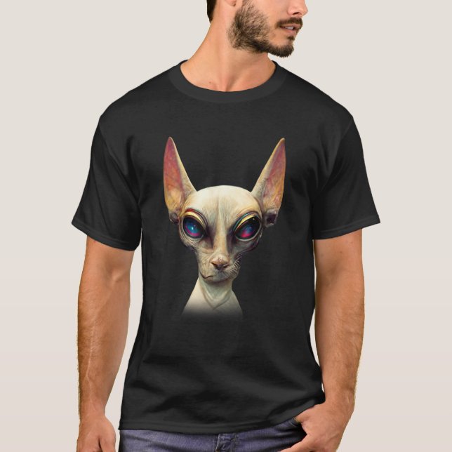 Camiseta Hairless Sphynx Cat Alien UFO Portrait 1 (Frente)
