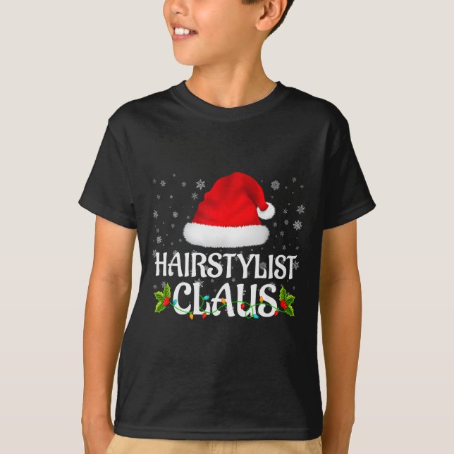 Camiseta Hairstylist Claus Christmas Lights Pajama Family M (Frente)