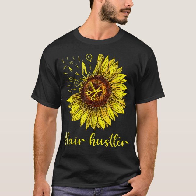 Camiseta Hairstylist Hair Hustler Shirt Rua Girassol Presen (Frente)