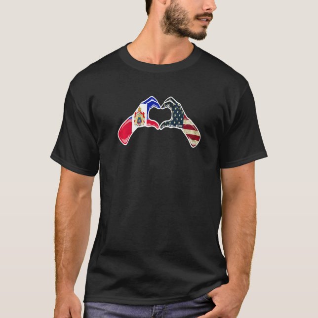 Camiseta Haiti American USA Flag - USA Haitian Heart Premiu (Frente)