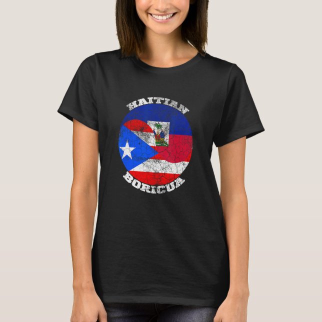 Camiseta Haiti and Puerto Rico flag, Half Haitian Half Bori (Frente)