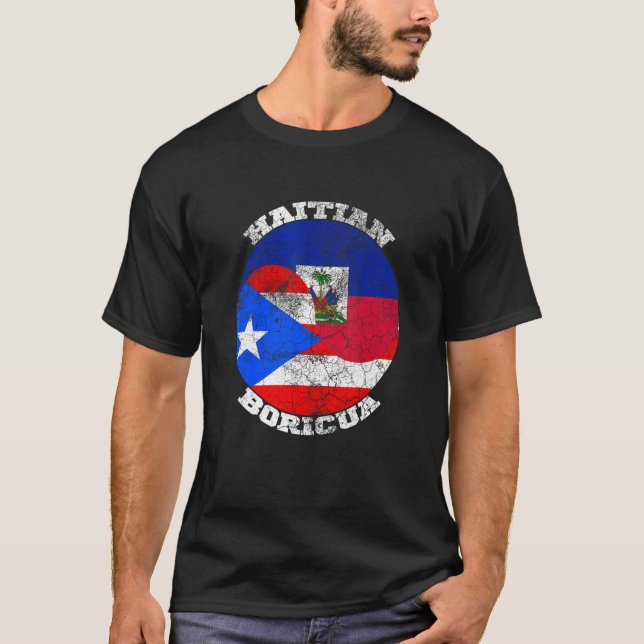 Camiseta Haiti and Puerto Rico flag, Half Haitian Half Bori (Frente)