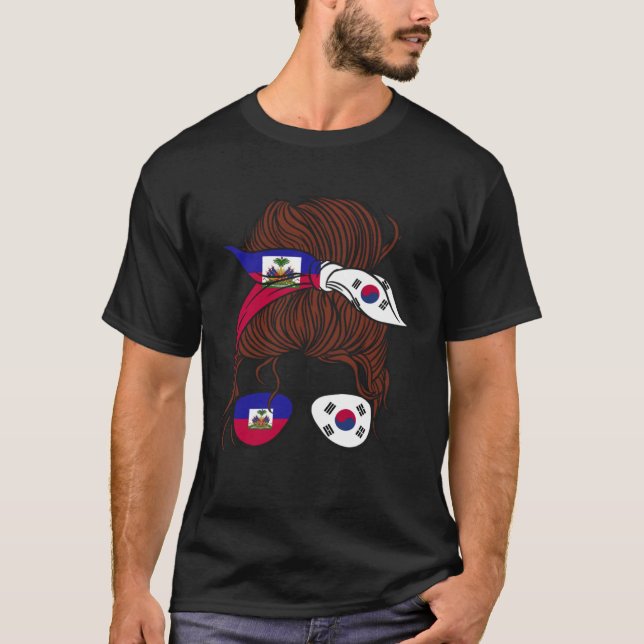 Camiseta Haiti and South Korea Mix Half Haitian half South  (Frente)