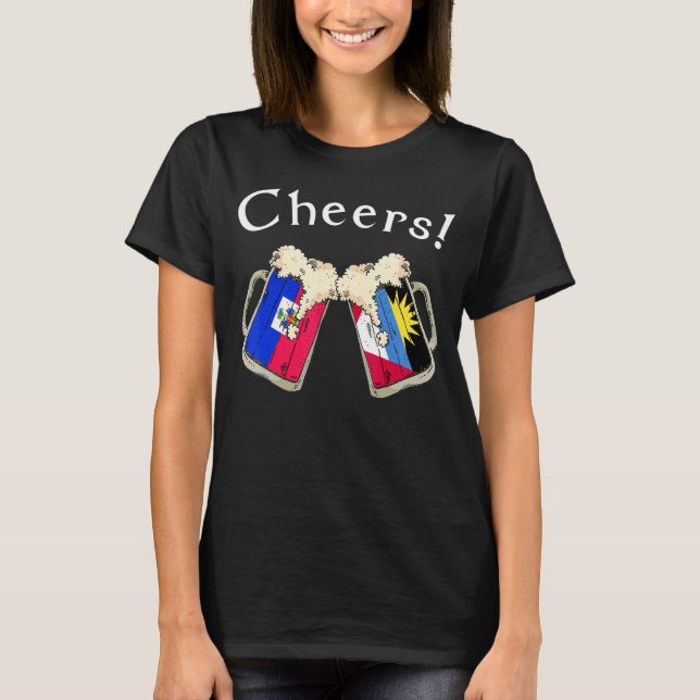Camiseta Haiti Antigua Barbuda Flag Cheers Beer Grown Patri (Frente)