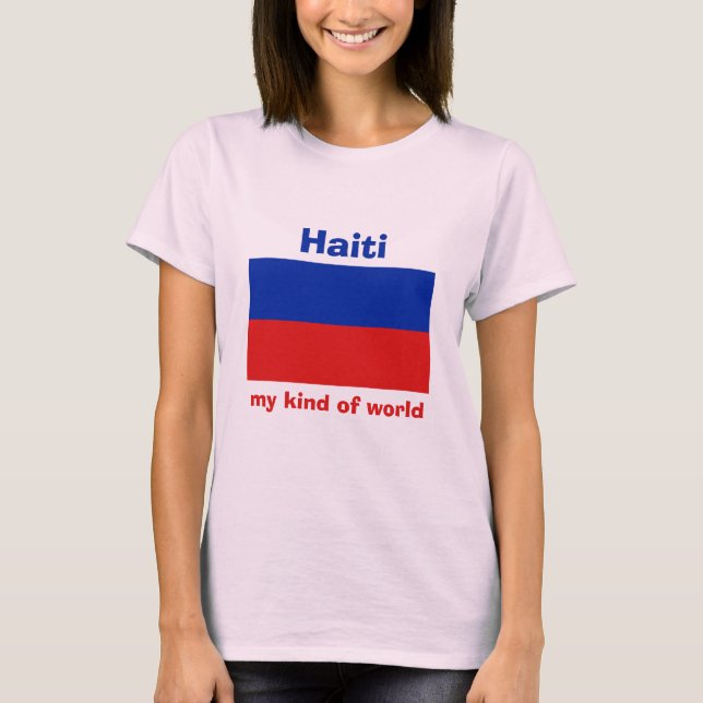 Camiseta Haiti Bandeira + Mapa + Texto (Frente)