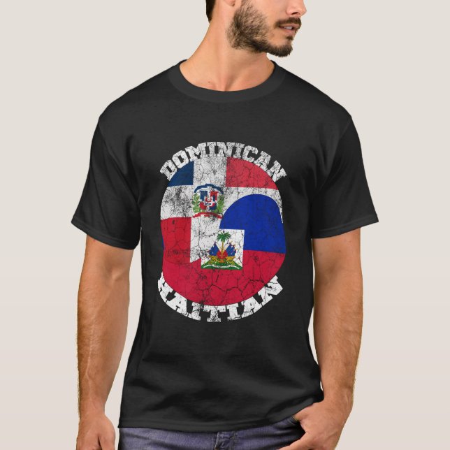 Camiseta Haiti E Bandeira Dominicana Half Haitiano Half Dom (Frente)