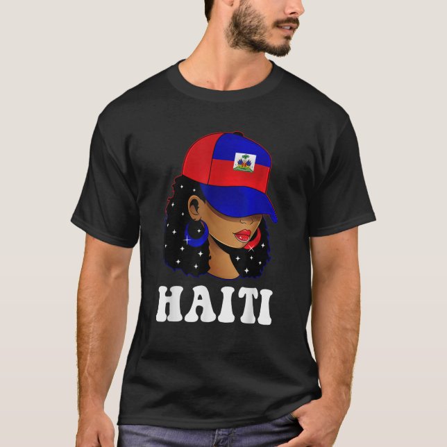 Camiseta Haiti Flag Proud Haitian Girl Black Woman Patrioti (Frente)