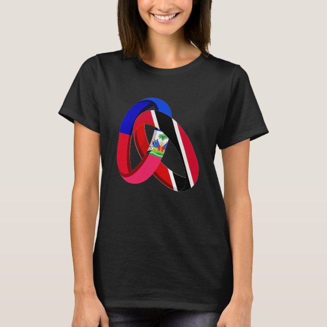Camiseta Haiti Flag Trinidad e Tobago Grown Ring Casamento  (Frente)