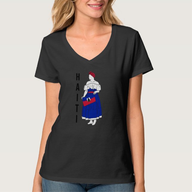 Camiseta Haiti Haitian Love Flag Proud Woman Princess Crown (Frente)