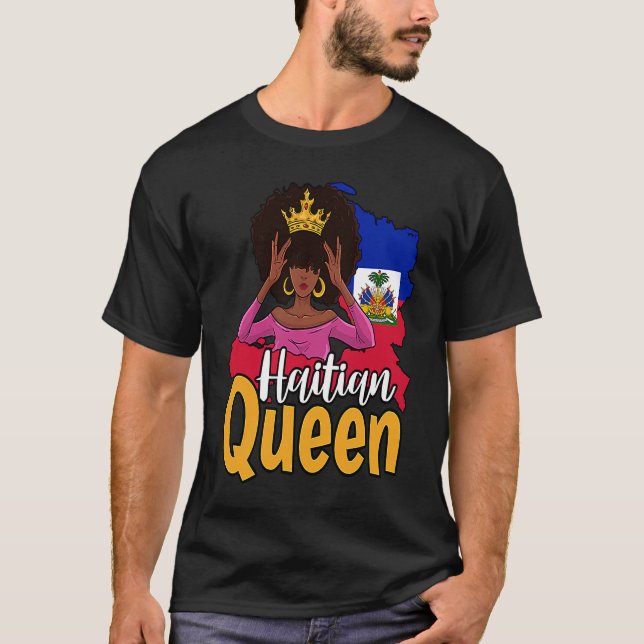 Camiseta Haiti Haitian Love Flag Proud Woman Princess Crown (Frente)