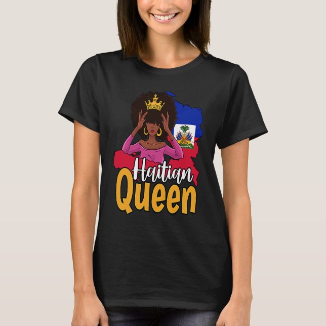 Camiseta Haiti Haitian Love Flag Proud Woman Princess Crown (Frente)