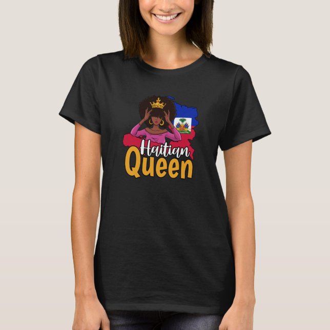 Camiseta Haiti Haitian Love Flag Proud Woman Princess Crown (Frente)