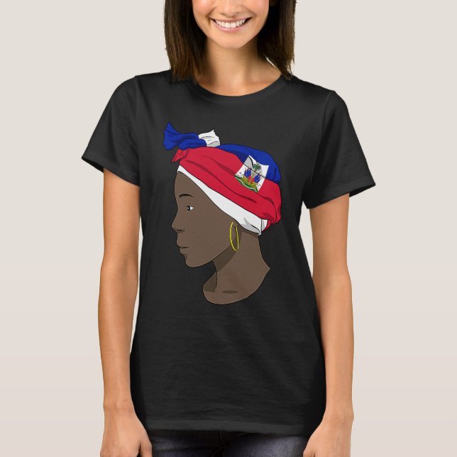 Camiseta Haiti Haitian Love Flag Proud Woman Princess Crown (Frente)