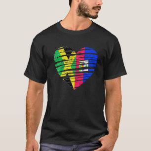 Camiseta Haiti Jamaica Coração Crescido EUA Mês do Patrimôn
