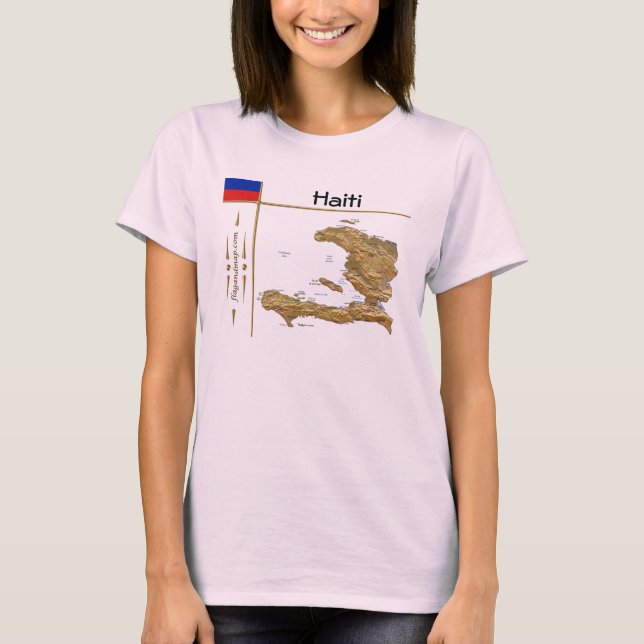 Camiseta Haiti Mapa + Bandeira + Título (Frente)