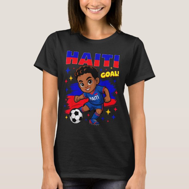 Camiseta Haiti Soccer Kid Haitian Flag Soccer Player Footba (Frente)